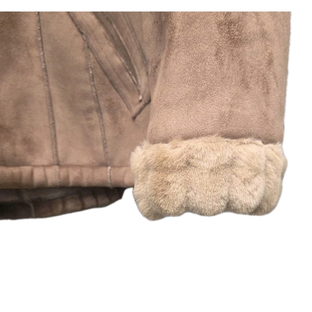 Vintage Y2K Esprit Faux Suede Shearling Coat Women's XL  Jacket NWOT 2000s - Picture 5 of 12
